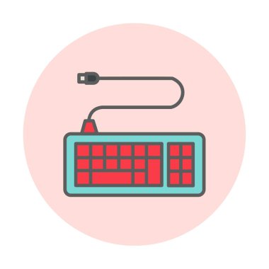 Kablolu klavye simgesinin basit web çizimi