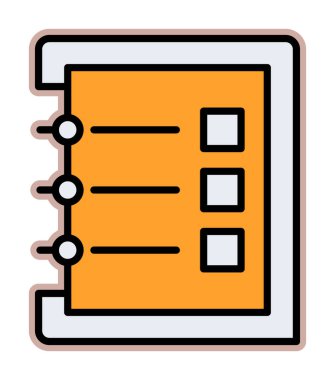 Basit not defteri simgesi, vektör illüstrasyonu