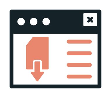 Web sayfası indirme simgesi, tasarım vektörü illüstrasyonu
