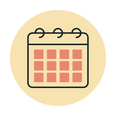 Takvim düzlüğü simgesi, vektör illüstrasyonu 