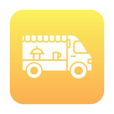 Beyaz arkaplanda yiyecek kamyonu vektör çizimi