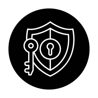 kalkan ve anahtar simgesi, anahtar güvenlik konsepti, vektör illüstrasyonu