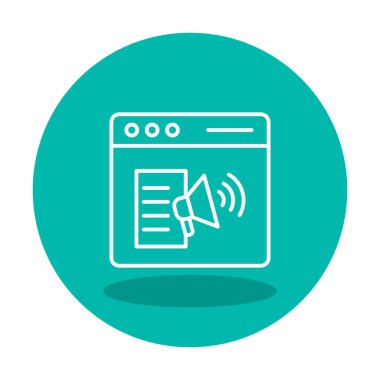 Webpage Çevrimiçi Pazarlama. Contour sembolü. Vektör izole çizimi.