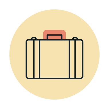 Evrak çantası vektör düz simgesi. İş durumu simgesi, bavul emojisi, vektör illüstrasyonu