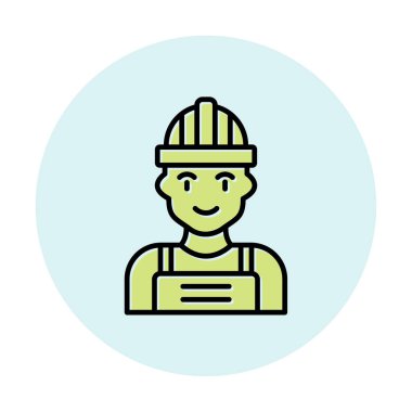 Kask simgesi olan işçiler, vektör illüstrasyonu 