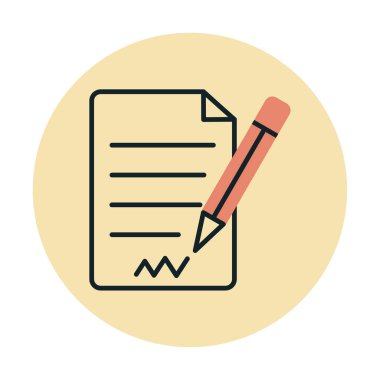 beyaz arkaplanda izole edilmiş kalem simgesine sahip kağıt belge 