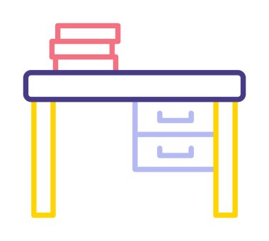 Çalışma masası simgesi, vektör illüstrasyonu basit tasarım