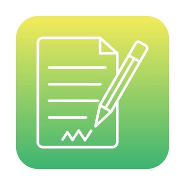 beyaz arkaplanda izole edilmiş kalem simgesine sahip kağıt belge 