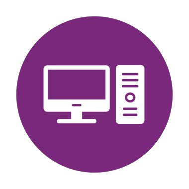 masaüstü bilgisayar simgesi tasarımı, düz işaret, vektör ve illüstrasyon