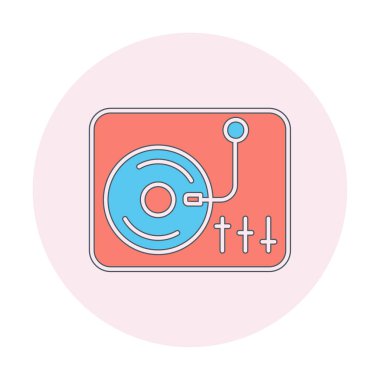 Basit vinil oynatıcı Turntable simgesi, vektör illüstrasyonu