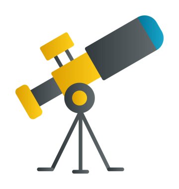 Teleskop düz simgesi. Eğitim ve astronomi elementi, dürbün ve araştırma yıldızları vektör grafikleri