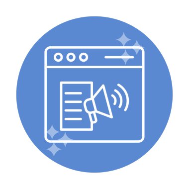 Webpage Çevrimiçi Pazarlama. Contour sembolü. Vektör izole çizimi.