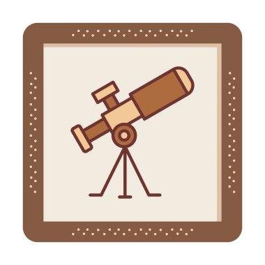 Teleskop düz simgesi. Eğitim ve astronomi elementi, dürbün ve araştırma yıldızları vektör grafikleri