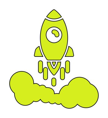 Basit uzay gemisi simgesi, vektör illüstrasyonu