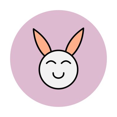 Şirin gülümseyen tavşan ikonu, vektör çizimi 