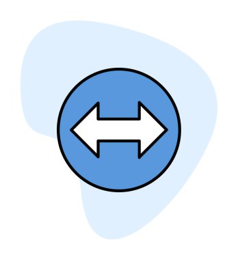 Çift ok sembolü, iki yön, sol, sağ simge, vektör illüstrasyonu