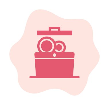 Bulaşık makinesi düz simgesi. Vektör çizim