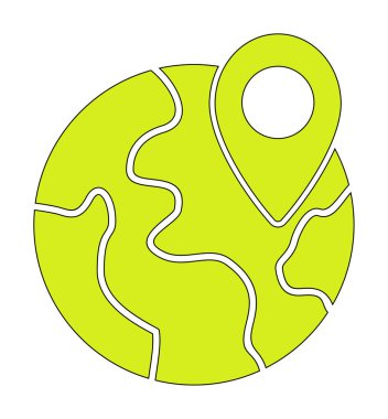 Basit Globe Konum simgesi, vektör illüstrasyonu