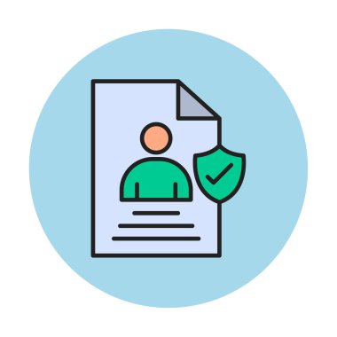 Veri güvenlik simgesi vektör illüstrasyonuna sahip kullanıcı