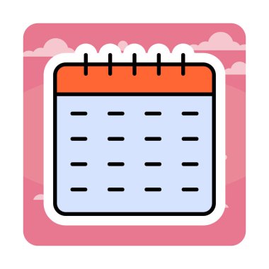 Takvim düzlüğü simgesi, vektör illüstrasyonu 