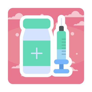 Basit Aşı Simgesi, vektör illüstrasyonu