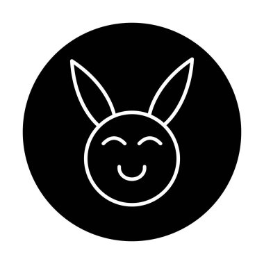 Şirin gülümseyen tavşan ikonu, vektör çizimi 