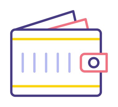  Cash Cüzdanı simge vektör illüstrasyonu