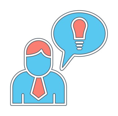 Fikri olan iş adamı, ampul ikonu vektör illüstrasyonu