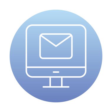 Beyaz arkaplanda bilgisayar e- posta vektör illüstrasyonu