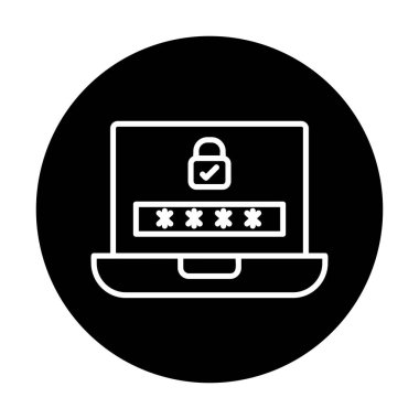 Bilgisayar ekranında parola. Web simgesi basit illüstrasyon