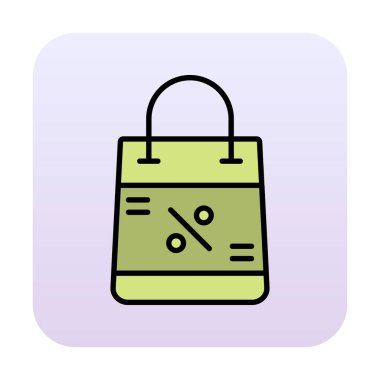 İndirim ve alışveriş çantası vektör çizgisi simgesi, satış konsepti                       