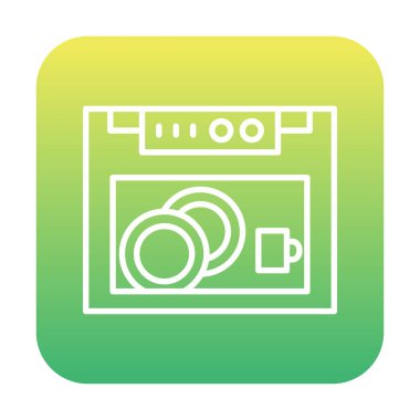 Bulaşık makinesi düz simgesi. Vektör çizim