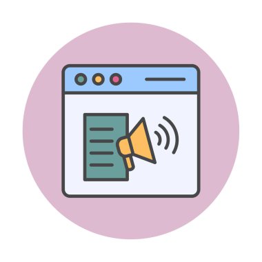 Webpage Çevrimiçi Pazarlama. Contour sembolü. Vektör izole çizimi.