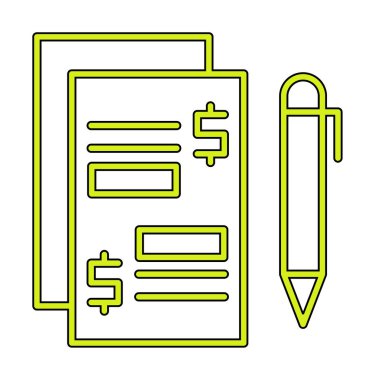 Kalem ikonlu kağıt. Ödenmiş Makaleler konsepti, vektör illüstrasyonu