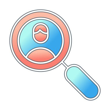 Arama insanları konsepti, büyütme cam ikon çizimi