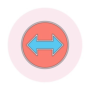 Çift ok sembolü, iki yön, sol, sağ simge, vektör illüstrasyonu