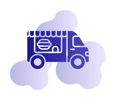 Beyaz arkaplanda yiyecek kamyonu vektör çizimi