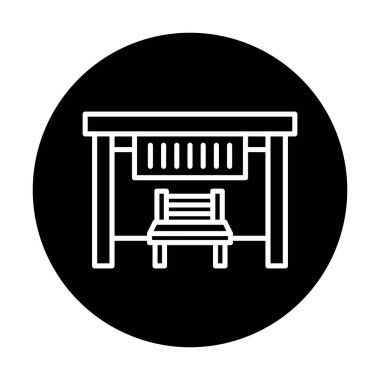 Otobüs Durağı Web simgesi vektör illüstrasyonu