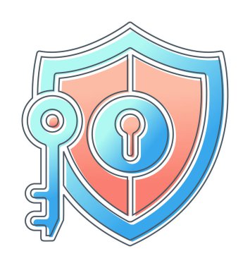 kalkan ve anahtar simgesi, anahtar güvenlik konsepti, vektör illüstrasyonu