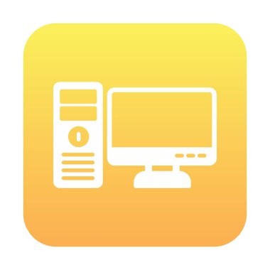 masaüstü bilgisayar simgesi tasarımı, düz işaret, vektör ve illüstrasyon