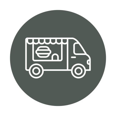 Beyaz arkaplanda yiyecek kamyonu vektör çizimi