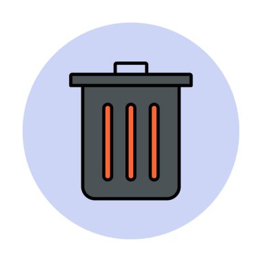 Çöp kutusu simgesi, çöp kutusu simgesi, renkli vektör illüstrasyonu