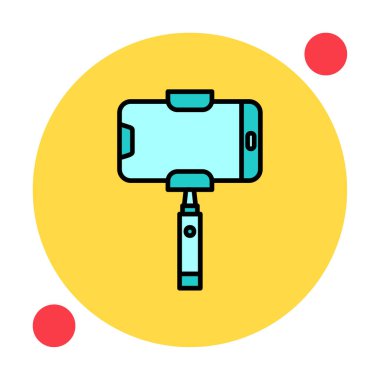 Akıllı telefon web simgesi, vektör illüstrasyonlu selfie çubuğu 