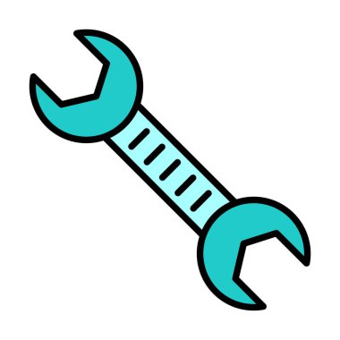 İngiliz anahtarı vektör simgesi, düz biçimli modern iş onarım araçları