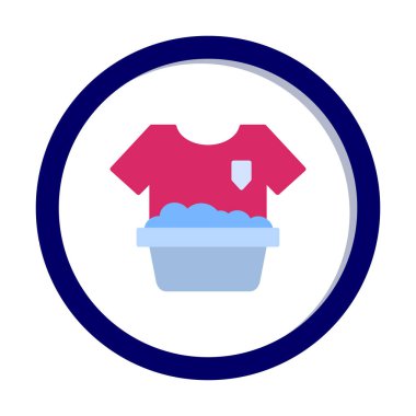 Çamaşır yıkama simgesi, vektör illüstrasyonu