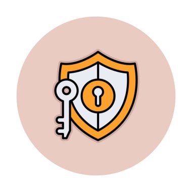 kalkan ve anahtar simgesi, anahtar güvenlik konsepti, vektör illüstrasyonu