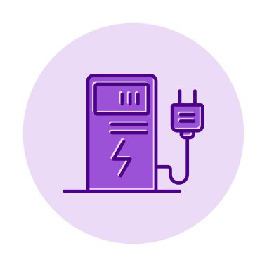 Elektrik Şarj İstasyonu ikon vektör çizimi