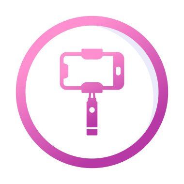 Akıllı telefon web simgesi, vektör illüstrasyonlu selfie çubuğu 