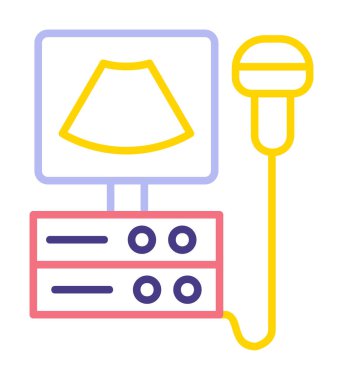 Ultrasound machine. Ultrasound scanner machine isolated object on white background. Medical diagnostic equipment sonography. Vector illustration flat design. Ultrasonic device.