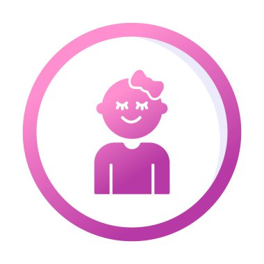 Mutlu Bebek Kız Simgesi, Vektör İllüstrasyonu 